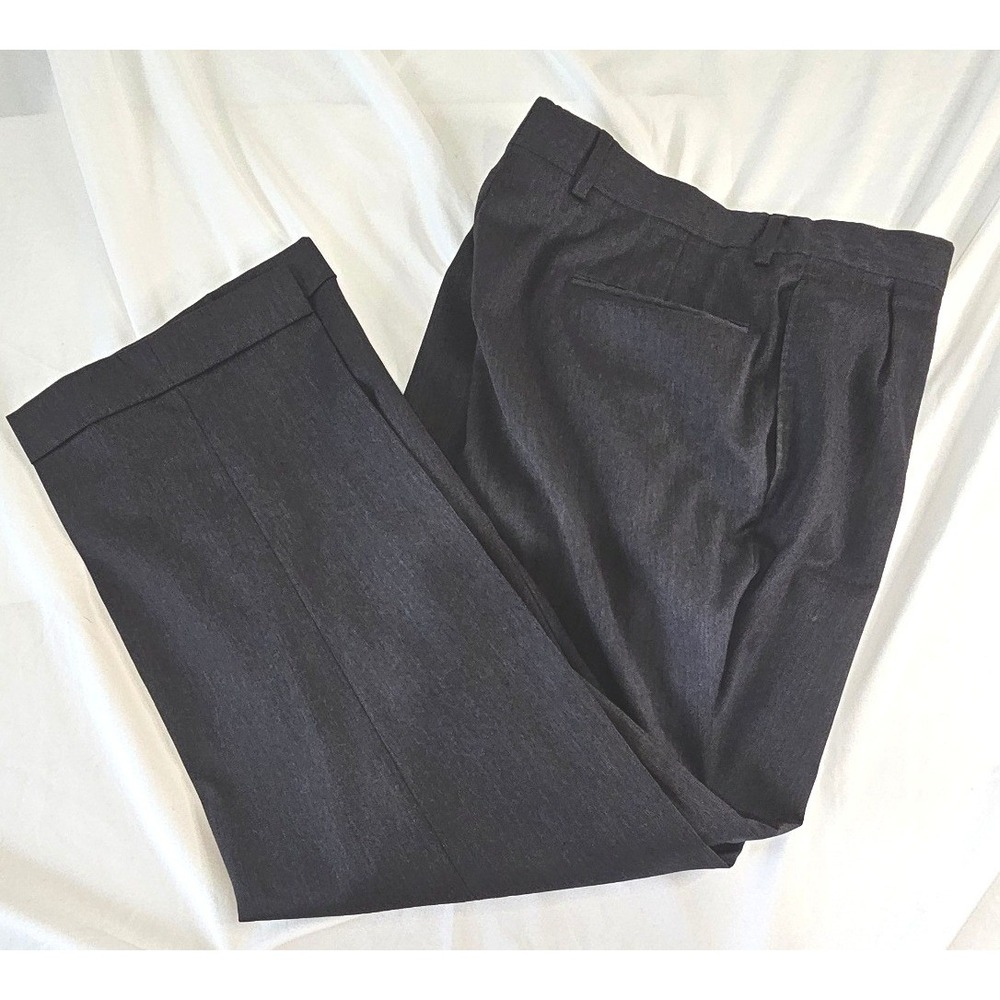 Jos. A. Bank Signature Collection Charcoal Gray Pleated Cuffed Dress Pants 34x28